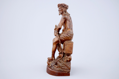 Un fragment de retable en bois sculpt&eacute; du Christ sur la pierre froide, prob. Flandres, 17&egrave;me