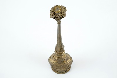 A fine gilt brass rosewater sprinkler, India, 18th C.