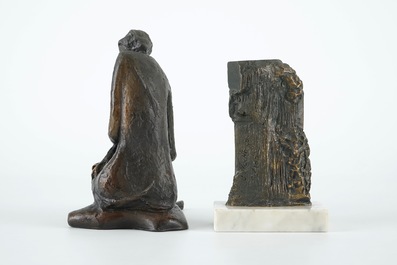 Roland Deserrano (1941), A bronze figure of a seated lady, and another small bronze group