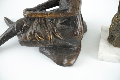 Roland Deserrano (1941), A bronze figure of a seated lady, and another small bronze group