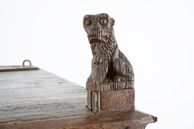 A gothic carved oak furniture fragment, Flanders, 16th C.