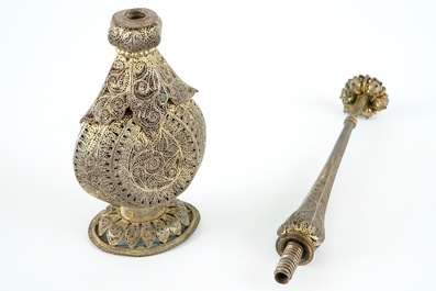 A fine gilt brass rosewater sprinkler, India, 18th C.