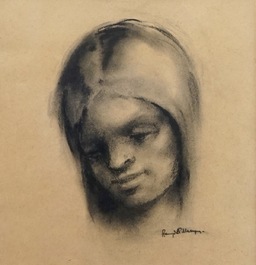 Remi de Pillecyn (1920-1986), three portraits, mixed technique on paper
