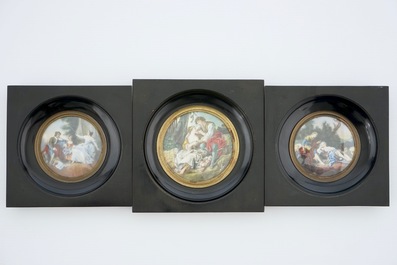 A collection of 8 miniatures on ivory, 19/20th C.