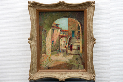Charles Verbrugghe (1877-1974), Une vue &agrave; Menton, huile sur panneau