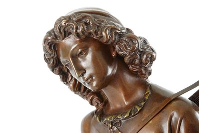 Jean-Alexandre-Joseph Falgui&egrave;re (1831-1900), &quot;Mignon&quot;, gepatineerde bronzen figuur