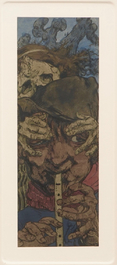 Alfred Ost (1884-1945), deux portraits macabres, aquarelle et encre sur papier