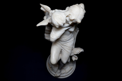 Guglielmo Pugi (1850-1915), Venus with Amor, a white Italian marble sculpture