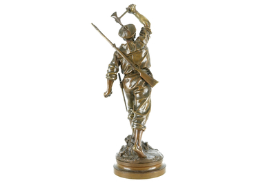 Adrien Etienne Gaudez (1845-1902), Abordage, a bronze figure of a French soldier