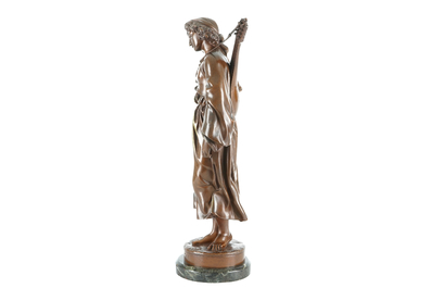 Jean-Alexandre-Joseph Falgui&egrave;re (1831-1900), &quot;Mignon&quot;, gepatineerde bronzen figuur