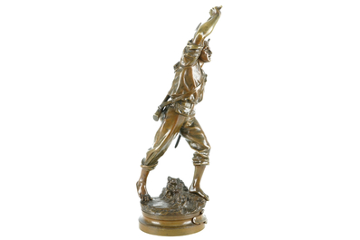 Adrien Etienne Gaudez (1845-1902), Abordage, a bronze figure of a French soldier