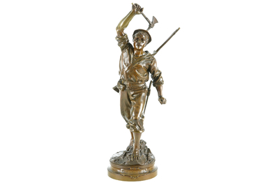 Adrien Etienne Gaudez (1845-1902), Abordage, a bronze figure of a French soldier