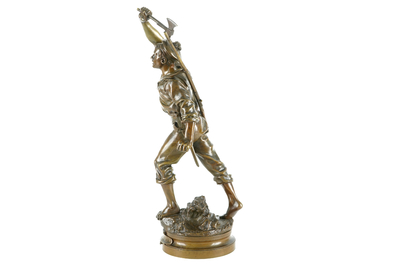 Adrien Etienne Gaudez (1845-1902), Abordage, a bronze figure of a French soldier