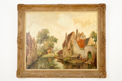 Alfred Van Neste (1874-1969), Een zicht op de Brugse reien, gedat. 1894, olie op doek