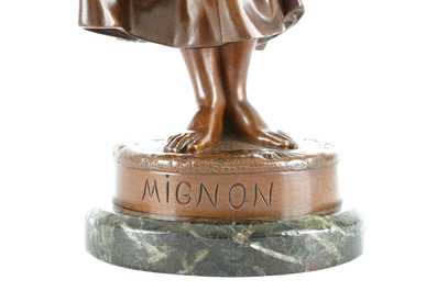 Jean-Alexandre-Joseph Falgui&egrave;re (1831-1900), &quot;Mignon&quot;, figure en bronze patin&eacute;