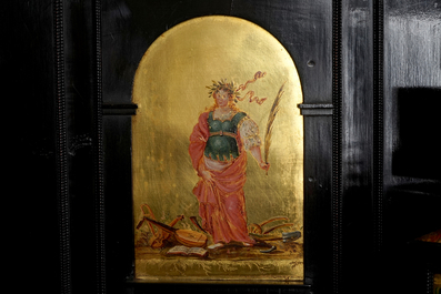 Un cabinet flamand en &eacute;b&egrave;ne et d&eacute;cors peints, Anvers, 17&egrave;me