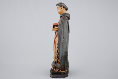 Figure polychrome en bois sculpt&eacute; de Saint-Dominique, 18/19&egrave;me