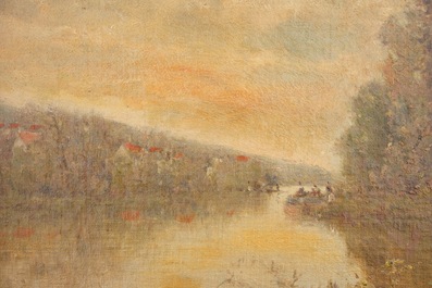 Antoine Chintreuil (1816-1873), Bois d&rsquo;Igny au bord de la rivi&egrave;re, olie op doek, gemaroufleerd op paneel