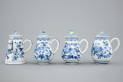 A rare Chinese blue and white export porcelain cruet set on stand, Qianlong, 18th C.
