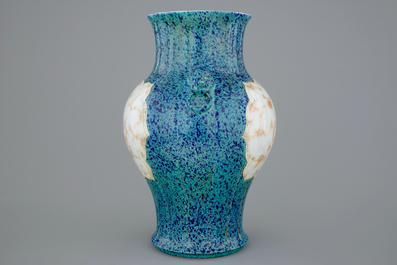 A Chinese robin's egg and faux marbre vase, Qianlong mark, 20th C.