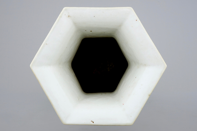 A Chinese hexagonal qianjiang cai vase, 19/20th C.