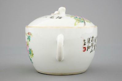 A Chinese qianjiang cai teapot, 19/20th C.