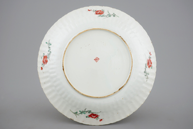 A Chinese lobed famille verte dish, Kangxi, 18th C.