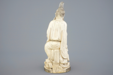 A Chinese carved ivory group of a sage with a child, 19th C.