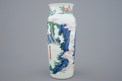 A Chinese wucai &quot;sleeve&quot; vase, Transitional period, 1620-1683