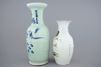 Two Chinese vases and two blue and white dishes, 18/19th C.