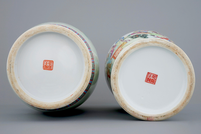 Two fine Chinese famille rose vases, Republic, 20th C.