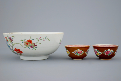 A large collection of Chinese famille rose, Imari and Batavia ware porcelain, Qianlong, 18th C.