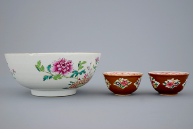 A large collection of Chinese famille rose, Imari and Batavia ware porcelain, Qianlong, 18th C.