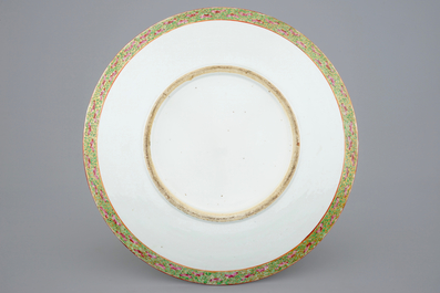 A large Chinese Canton famille rose dish, 19th C.