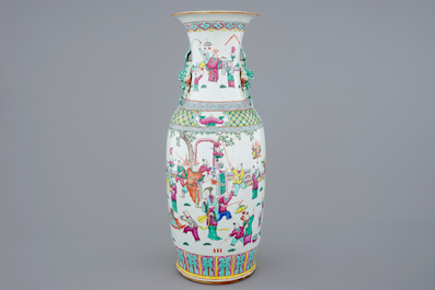 A Chinese famille rose vase with playing children, 19th C.