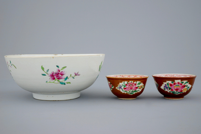 Een groot lot Chinees famille rose, Imari en capucijner porselein, Qianlong, 18e eeuw