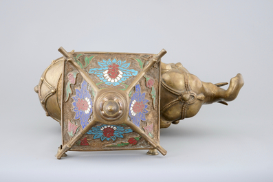 A large Chinese cloisonne elephant-shaped censer, 19/20th C.