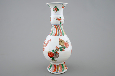 A Chinese famille verte vase with floral design, Kangxi