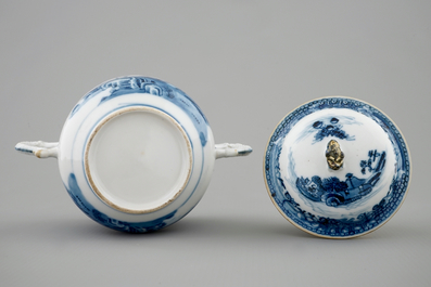 A Chinese partly gilt blue and white sugar jar and cover, Qianlong