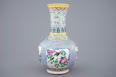 A Chinese famille rose &quot;Straits&quot; bottle vase for the Indonesian market, 19th C.