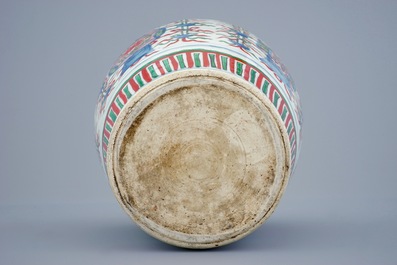 A Chinese Transitional wucai vase wuth buddhist emblems, Shunzhi, 1643-1661