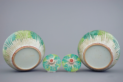 A pair of Chinese &quot;cabbage and insects&quot; ginger jars and covers, 19th C.