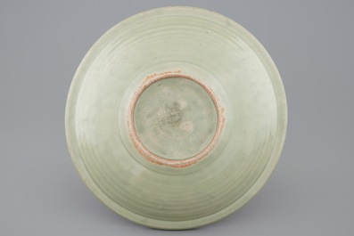 A Longquan celadon dish with incised lotus design, Ming Dynasty, 15th C.