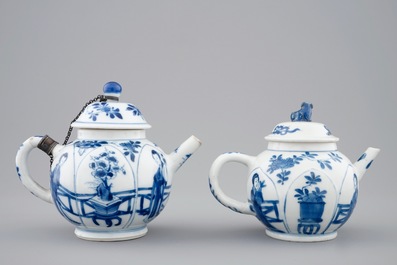 Two Chinese blue and white teapots and covers, Kangxi