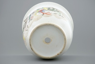 A fine Chinese famille rose flower pot with immortals, 19th C.