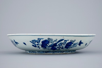 A Chinese blue and white &quot;Elephant and Lion&quot; dish, Ming Dynasty, 16th C.