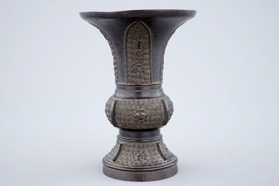 A Chinese bronze gu vase, late Ming Dynasty