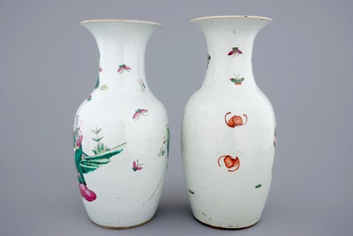 Two Chinese famille rose vases with garden scenes, 19th C.