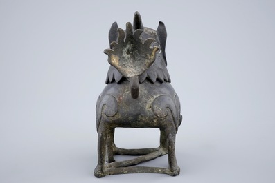 A Chinese bronze incense burner in the shape of a Qilin, late Ming Dynasty