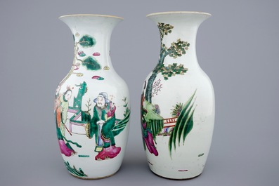 Two Chinese famille rose vases with garden scenes, 19th C.